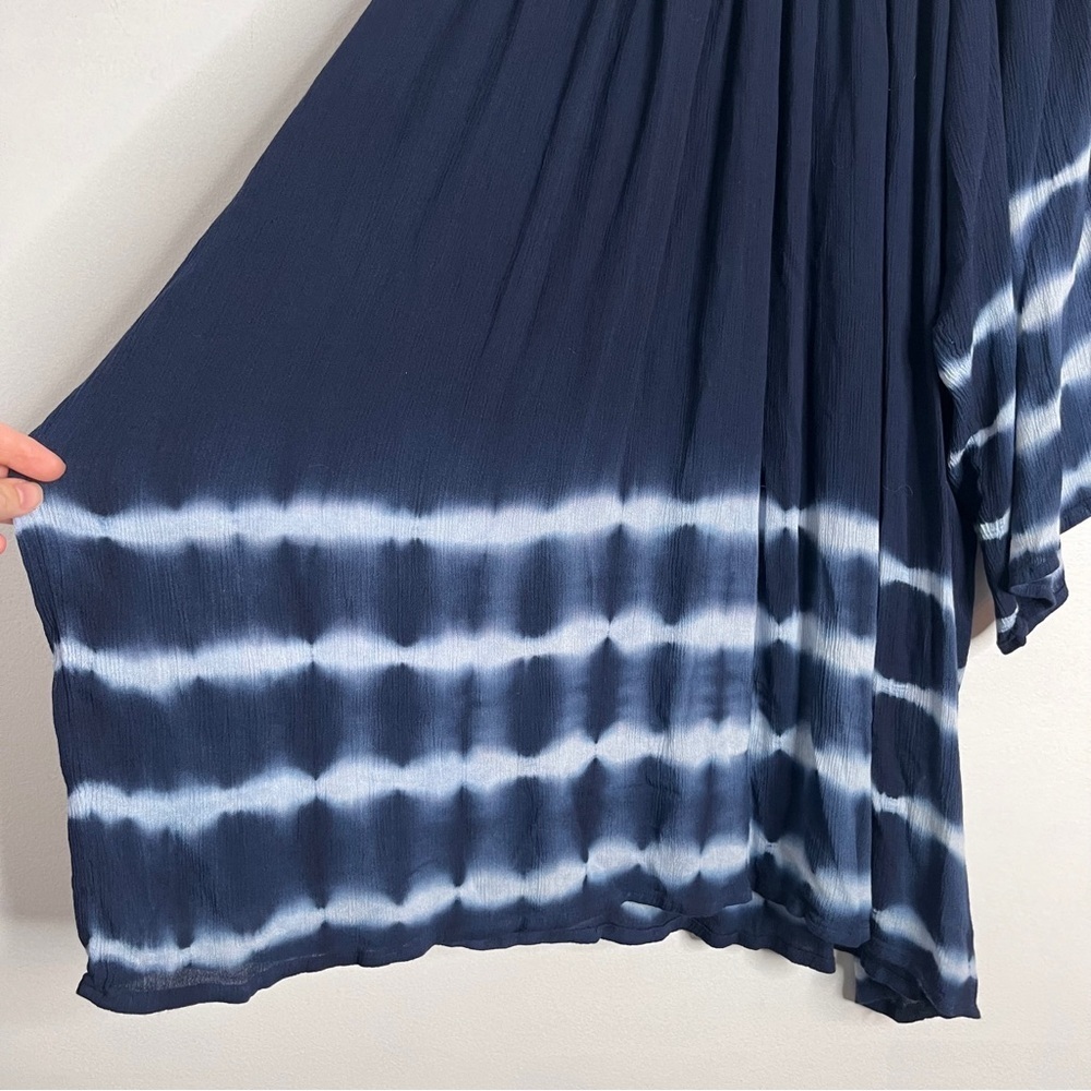 Soft Surroundings Blue Crinkle Tie Dye Cold Shoulder Tunic Length Top Size 3x - Picture 3 of 7